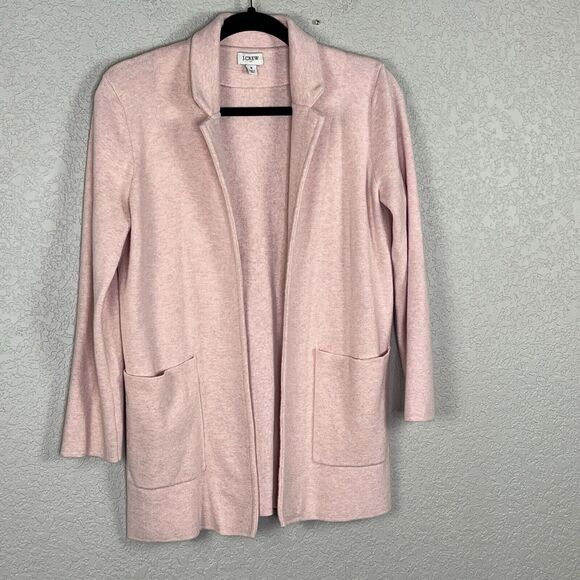 J. CREW Open Front Sweater Blazer Size S Heathered Pink Casual Work Preppy - Picture 1 of 4